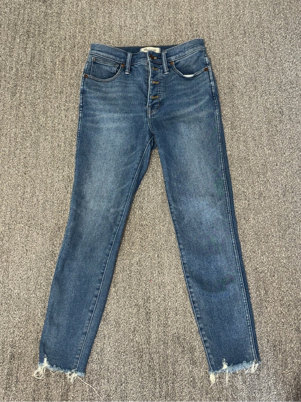 Madewell Distressed High-Rise Skinny Jeans - Medium Blue